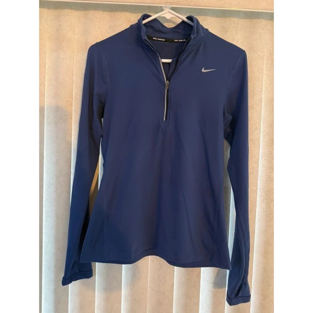 Fitted Nike Dri-FIT Half-Zip Pullover Blue Sz Small